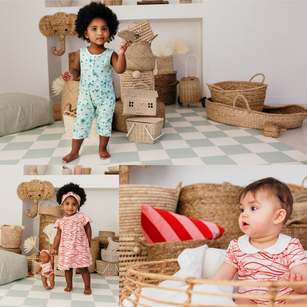 Un montage vibrant mettant en avant les créations de Bobo Bassari : des bébés portant des bodys, robes et combinaisons aux motifs uniques et colorés. Une ode à la culture et au confort, idéale pour accompagner les tout-petits avec style et douceur